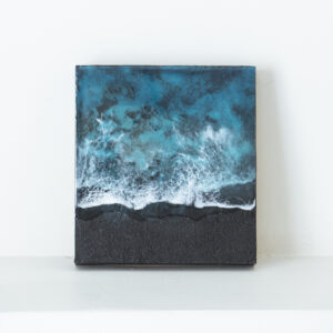 cuadro pared resina epoxy plaza arena negra mar azul