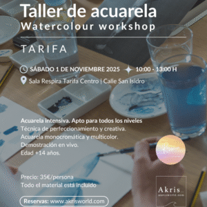 Taller de acuarela en Tarifa impartido por Akris Painting en Respira Centro Holístico